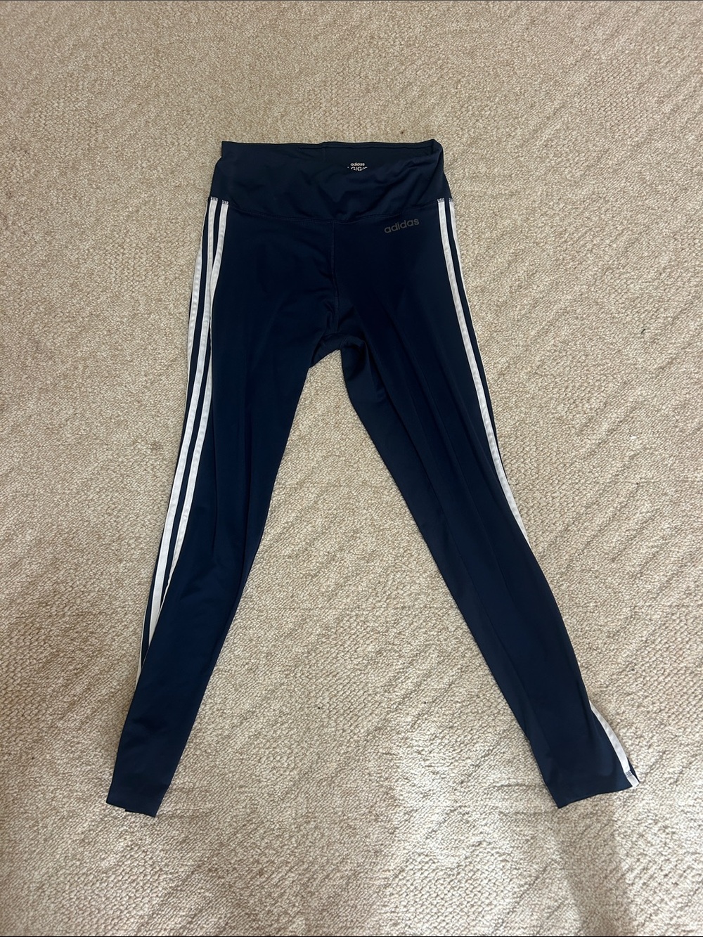 adidas Navy Leggings with White Side Stripes for Women